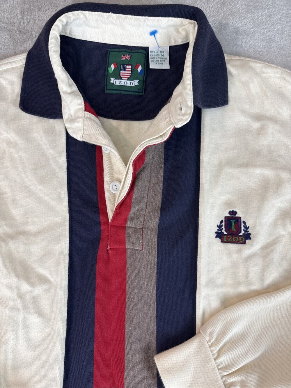VINTAGE Izod Rugby Polo Color Preppy colorblock Men’s M Retro 90’s stripe Street